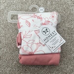 The Honest Company White and Pink Floral Leggings